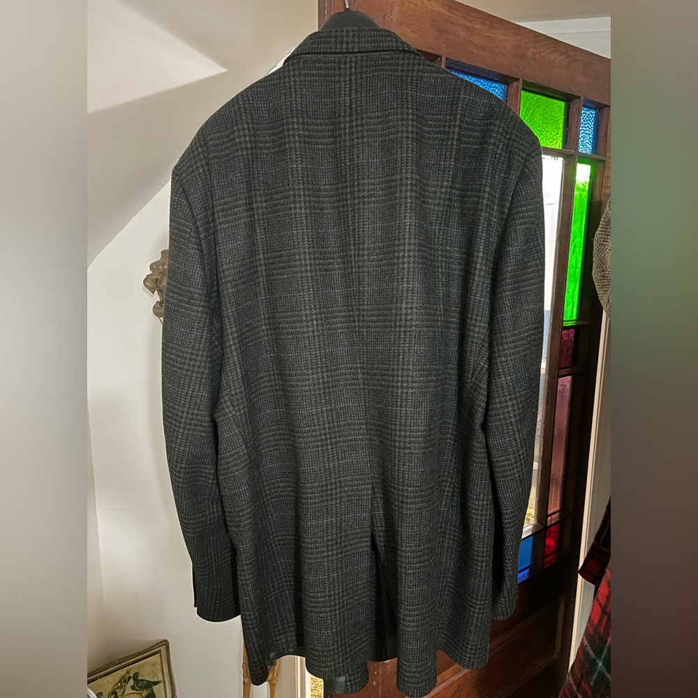Vintage Hart Schaffner Marx Charcoal Green Check Blazer - Picture 3 of 10